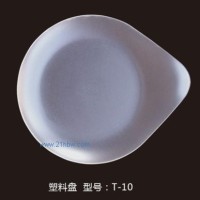 供应生日蛋糕刀叉勺盘：塑料盘(白色)T-10