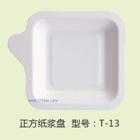 供应生日蛋糕刀叉勺盘：正方纸浆盘 T-13