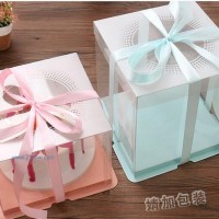 供应透明生日蛋糕盒方形蛋糕包装盒PET蛋糕盒 三合一透明生日包装盒