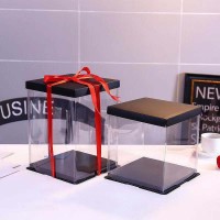 透明生日蛋糕盒方形蛋糕包装盒4寸-14寸单层双层芭比蛋糕盒批发