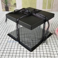 供应厂家直销透明蛋糕盒 黑色单层双层加高透明生日蛋糕盒
