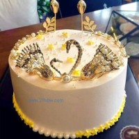 蛋糕皇冠插件天鹅型摆件珍珠蛋糕饰品金色主题蛋糕