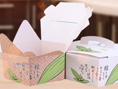 厂家直销环保纸制粽子盒 创意防竹编六边形食品包装盒手工手提盒图1