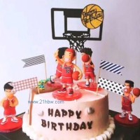 蛋糕篮球运动员摆件生日玩具彩旗插件蛋糕DIY套组