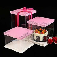 三合一全透明生日蛋糕盒子4 6 8 10 12 14寸双层加高厂家批发定制