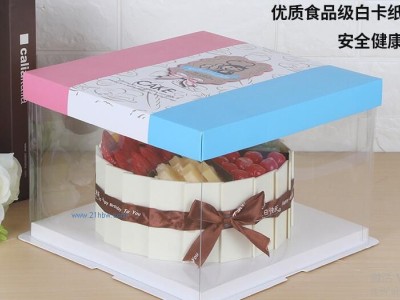 6/8/10/12/14寸加高芭比娃娃翻糖双层开窗蛋糕盒子可定制LOGO图1