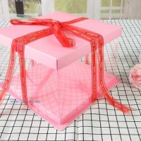 供应厂家直销粉色PET蛋糕盒 方形蛋糕包装盒