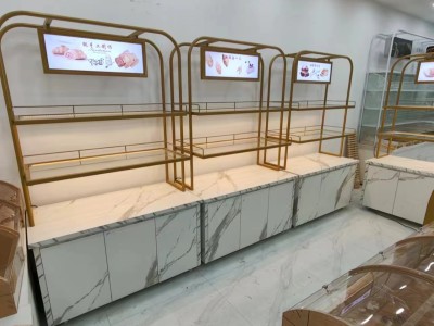 面包柜面包展示柜蛋糕中岛柜弧形边柜糕点模型展示架烘焙甜品展柜图4