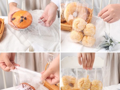 吐司面包包装袋烘焙干果零食BOPP平口袋食品塑料包装扎口透明袋子图2